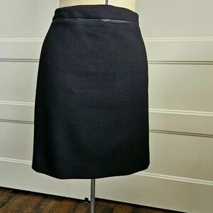 Black pencil skirt w fauz leather trim Elie Tahari for Nordstrom size 10